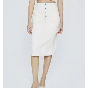 Adriano Goldschmied Selina Button-Up Denim Skirt Ecru Size 27